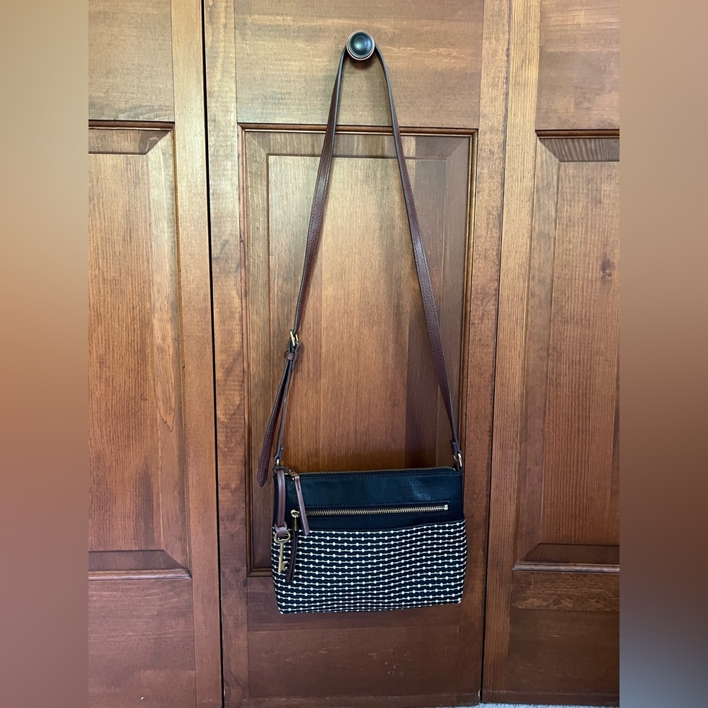 Fossil Black and Brown Crossbody Bag